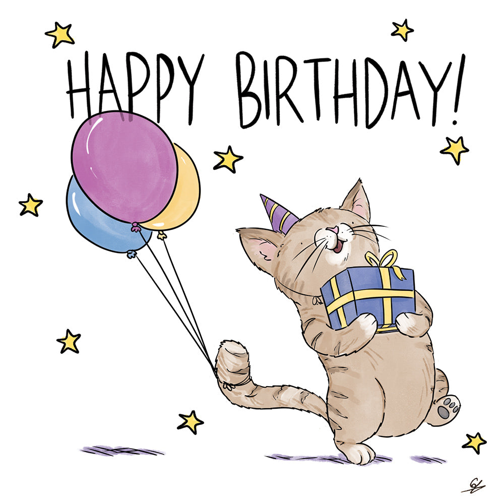Cat Presents Happy Birthday