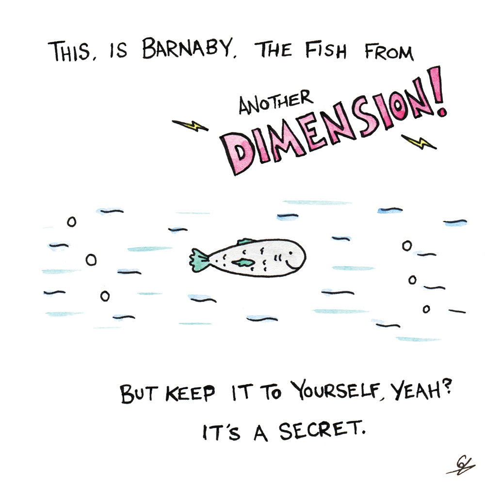 Barnaby The Fish from another dimension Greeting Card