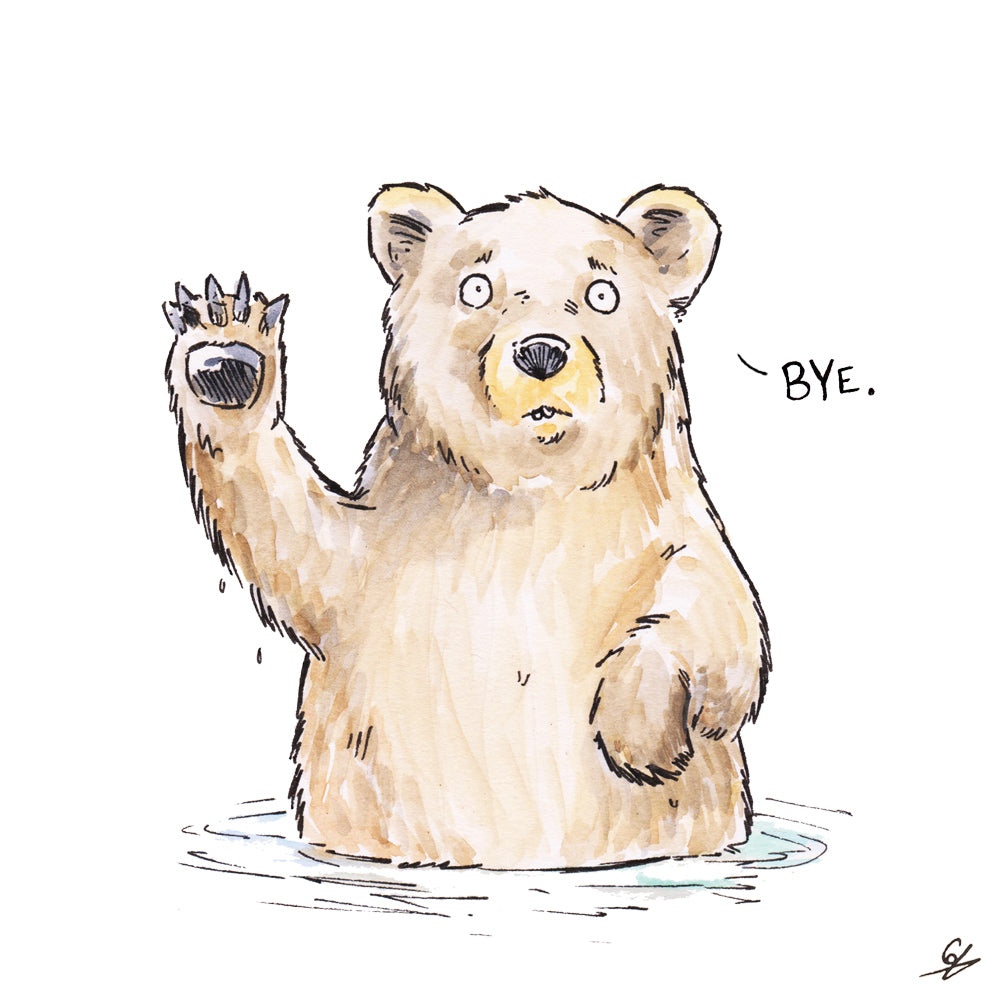 Waving Bear saying 'Bye'