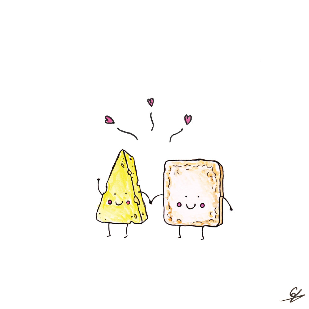 Cheese and a Cracker holding hands