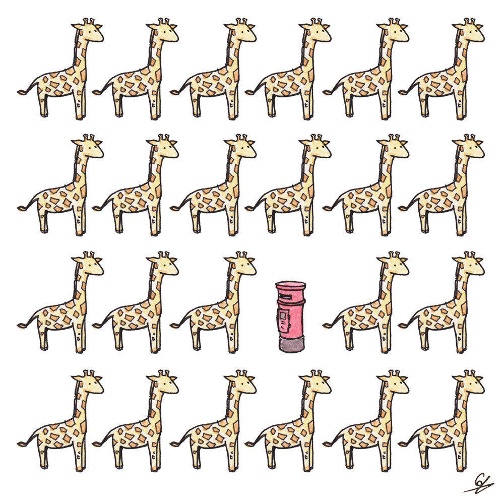 A bunch of Giraffes and a Post Box