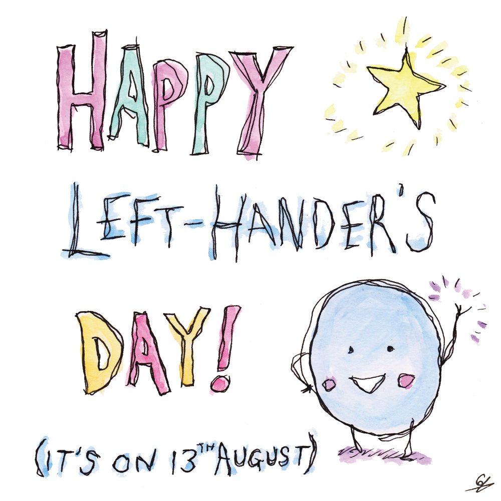 Printed products with Left Handers Day designs