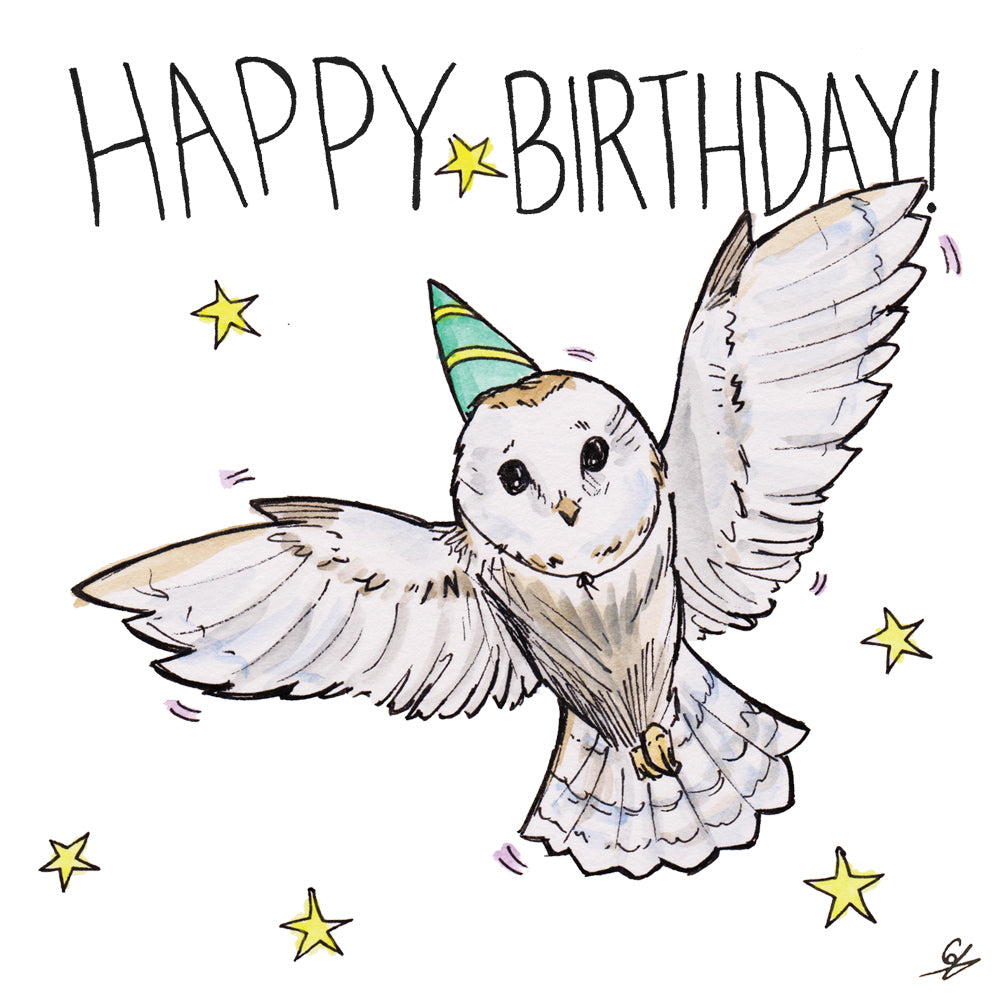 It's an Owl in a Party Hat. Happy Birthday!