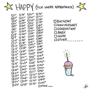 Happy (tick where appropriate)