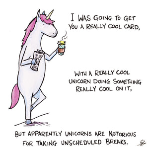 A cool card with a Unicorn taking a break