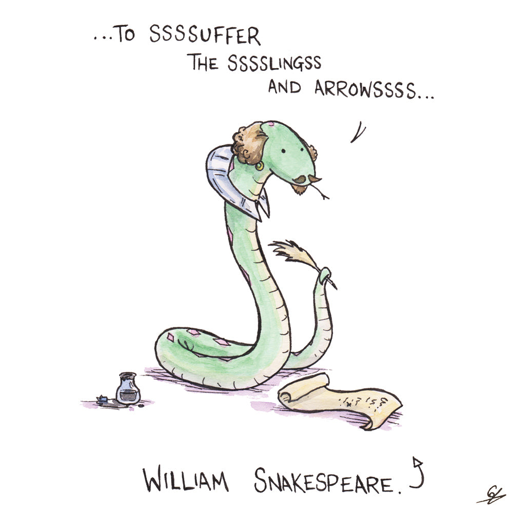 A snake dressed like the Bard. William Snakespeare